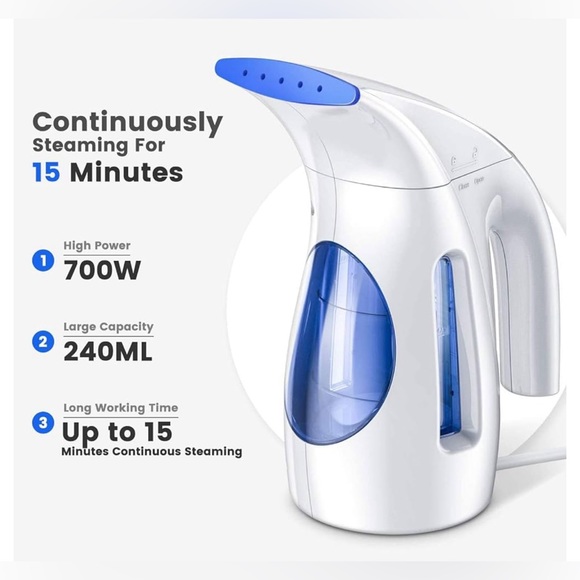 NWT Handheld Portable Garment Steamer  for Home and Travel, 240ml Capacity - Picture 2 of 12